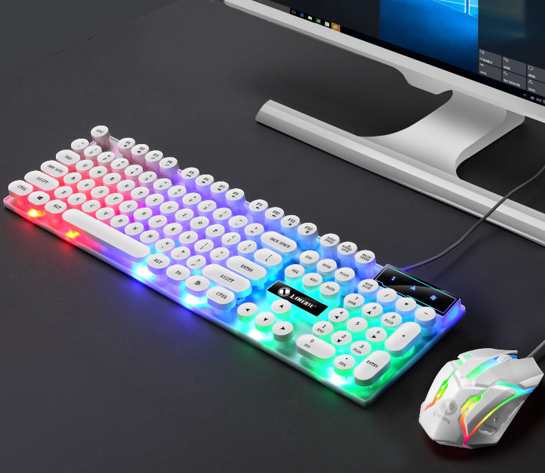 力镁键盘鼠标套装发光机械手感台式机电脑笔记本USB朋克游戏有线