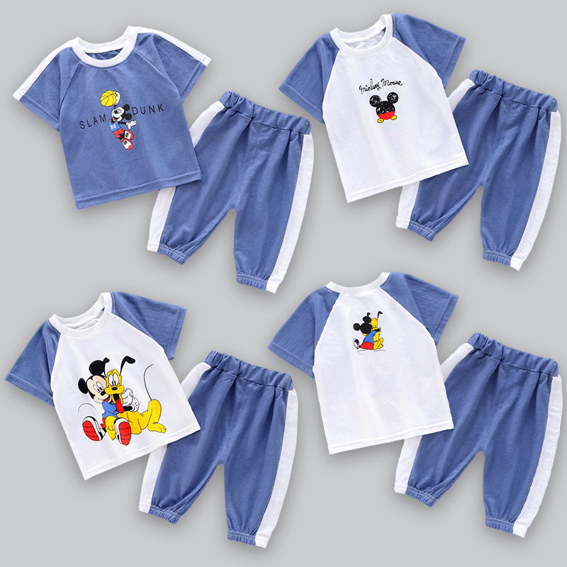 Boys' and girls' suits children's short sleeve summer clothes baby clothes children's sports and leisure Capris suits foreign style