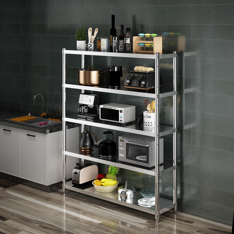 厨房不锈钢落地微波炉烤箱收纳加厚置物架