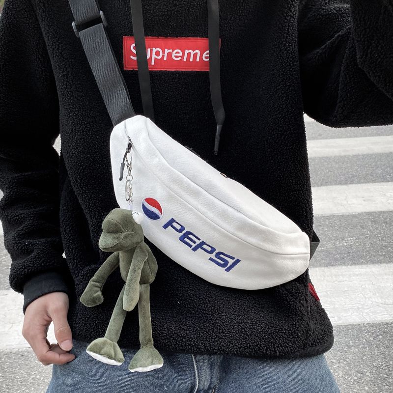 Fashion chest bag men's ins super fire Japanese Canvas Shoulder Bag Backpack small satchel female student's waist bag