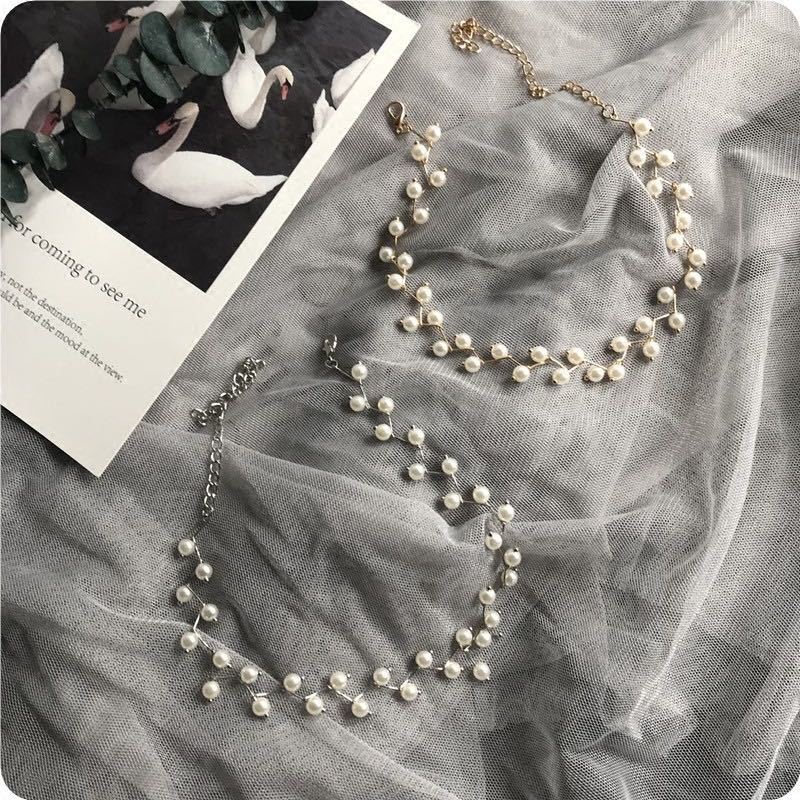 Korean jewelry star necklace fairy tree branch pearl clavicle chain short necklace choker neck chain