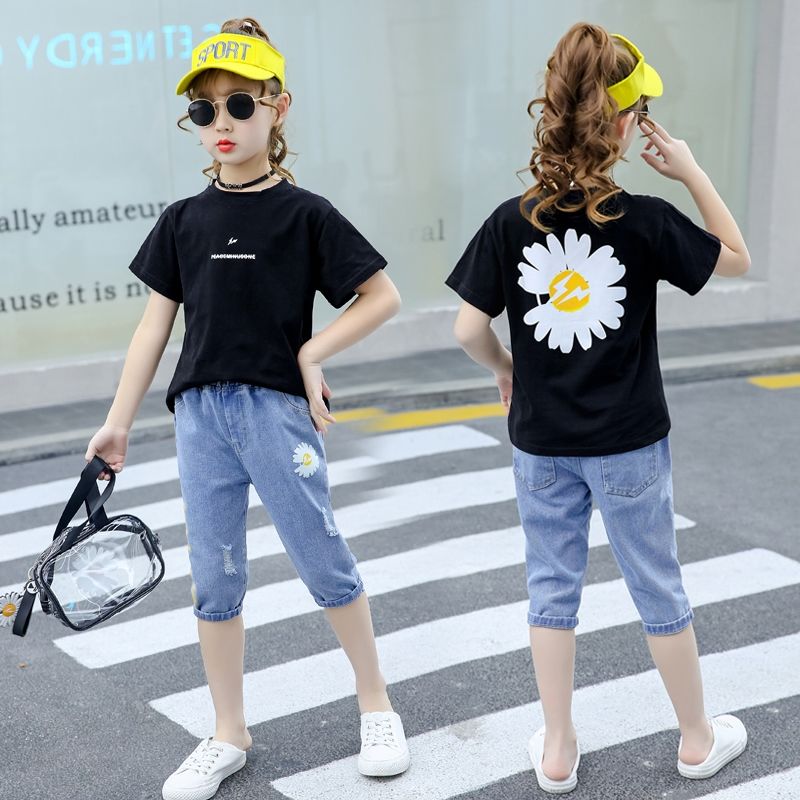 Girls' short sleeve suit, new fashion and foreign style