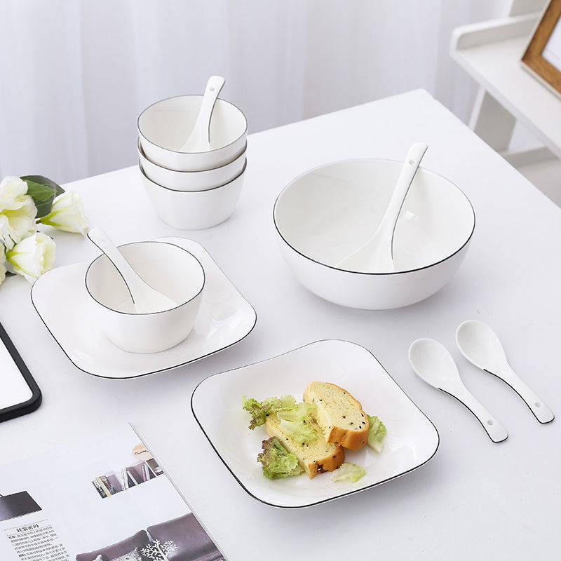 Dish dish household creativity Nordic wind plate ceramic rice plate soup plate square plate household tableware set