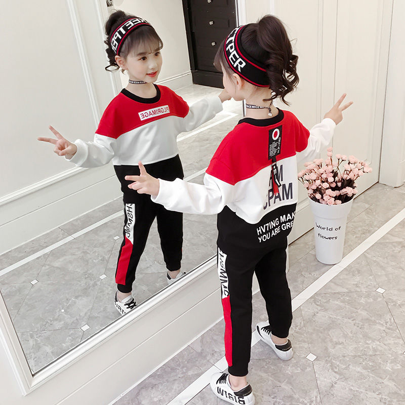 Girls' sports suit foreign style autumn dress 2020 new spring long sleeve leisure two piece girls' fashion clothes
