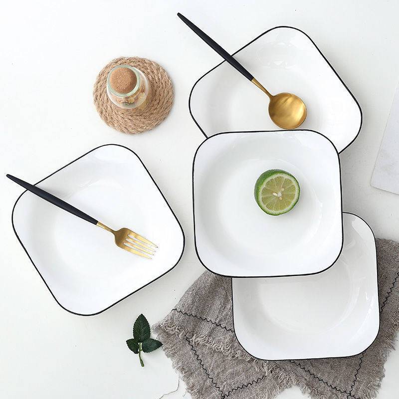 Dish dish household creativity Nordic wind plate ceramic rice plate soup plate square plate household tableware set