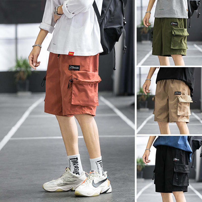 Work wear shorts men's summer trend Korean men's trousers loose ins fashion Capris casual pants