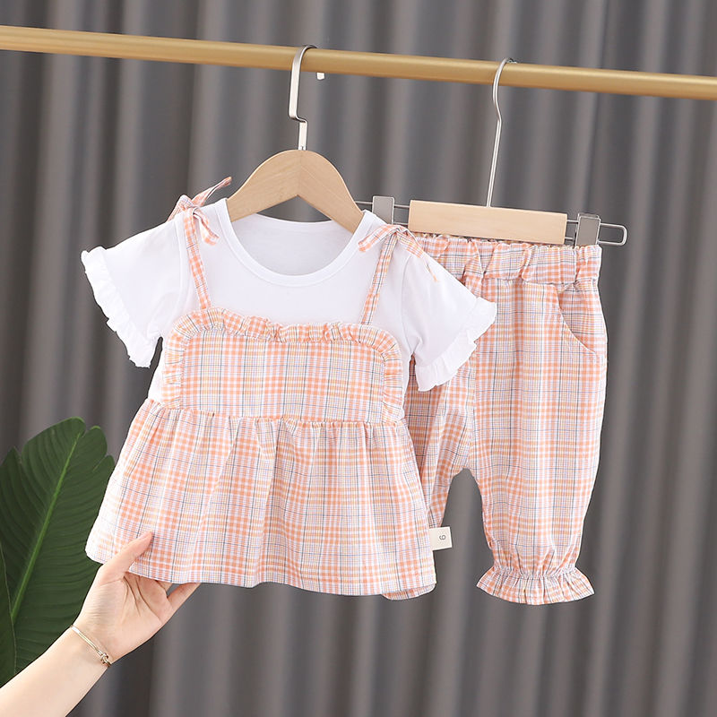 女寶寶夏季套裝嬰兒1一4歲3女孩2兒童夏天衣服洋氣小童裝女童夏裝