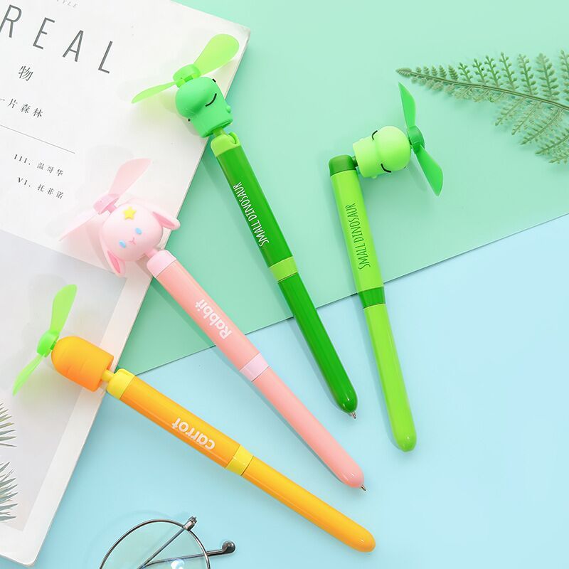 小清新可爱风扇笔多功能电风扇笔随身小型静音学生用圆珠笔女金属