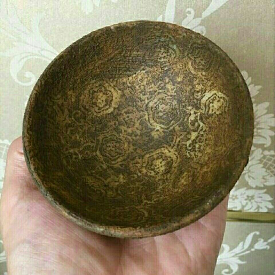 古玩杂项收藏复古做旧玉器工艺品汉白玉乾隆年制浮雕花纹玉碗摆件