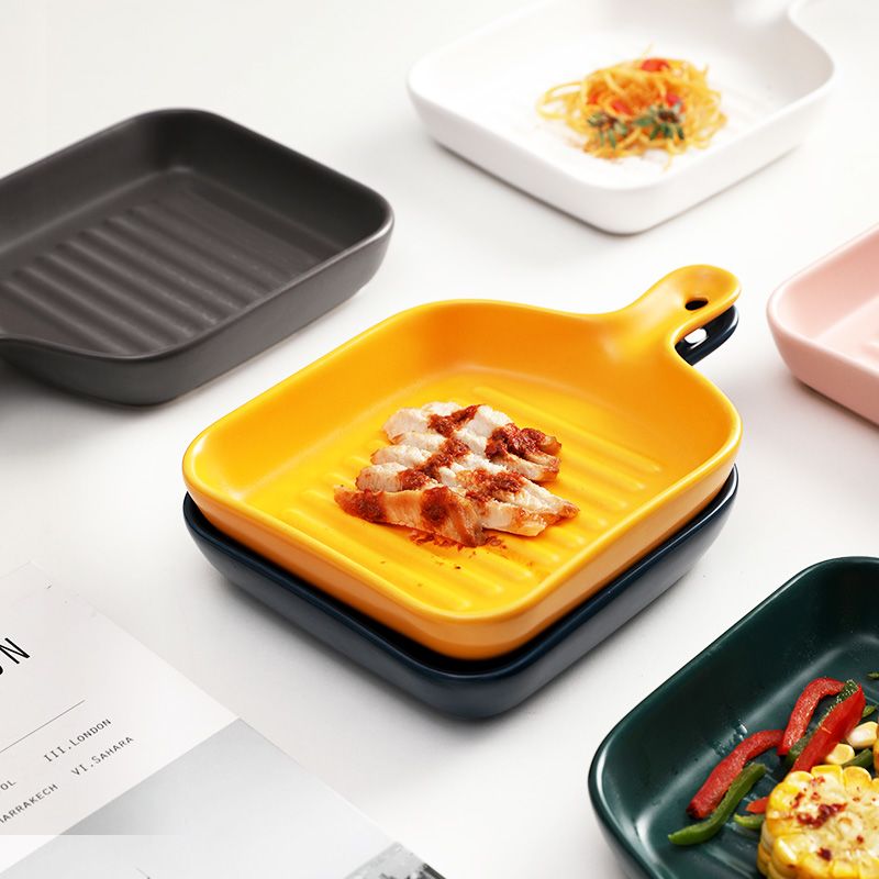 北欧陶瓷烤盘家用烤箱烘焙盘芝士焗饭盘烧烤盘沙拉盘创意网红餐具