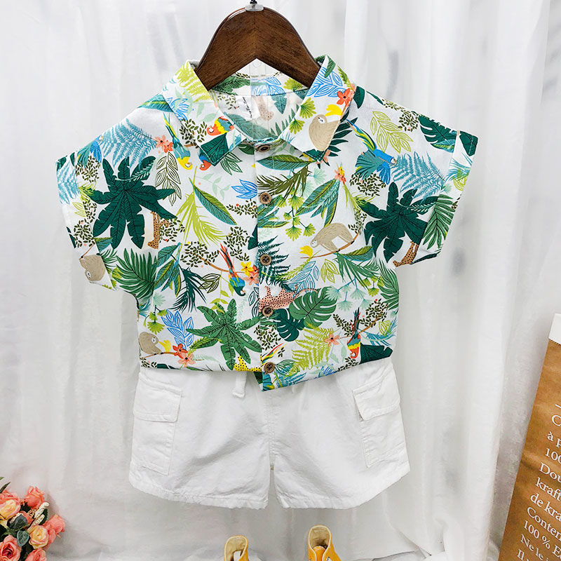 Children's floral shirt boy's shirt boy's Shirt Short Sleeve handsome boy's shirt summer boy's shirt