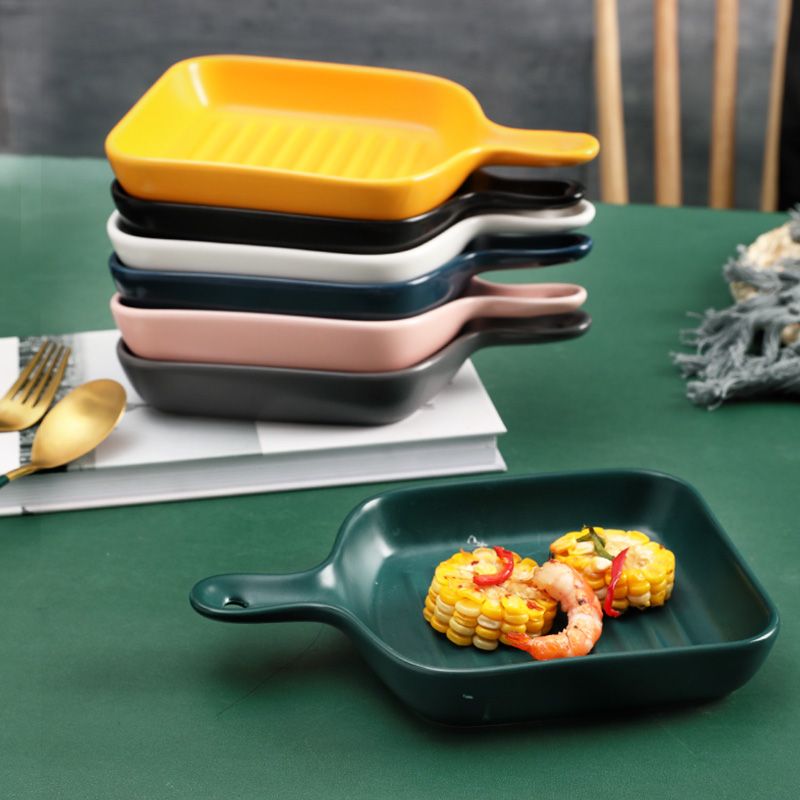北欧陶瓷烤盘家用烤箱烘焙盘芝士焗饭盘烧烤盘沙拉盘创意网红餐具