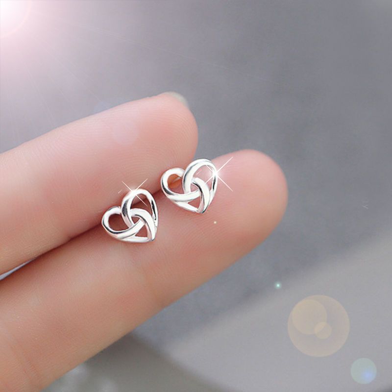 S925 pure silver earrings for women exquisite fashion net red Earrings gingko leaf Love Earrings simple and small earrings