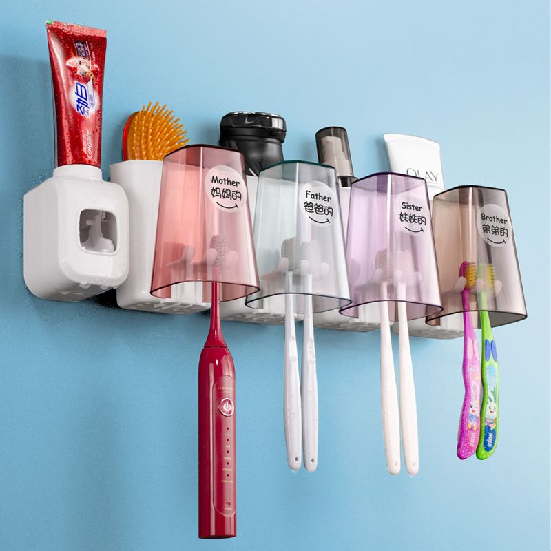 Toothbrush holder set no hole brushing cup gargle cup toothpaste extruder tooth cup household washing table shelf