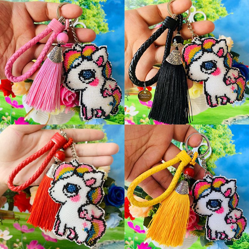 可爱白龙马钥匙扣珠绣精准印花满珠绣背包小挂件diy钥匙扣十字绣