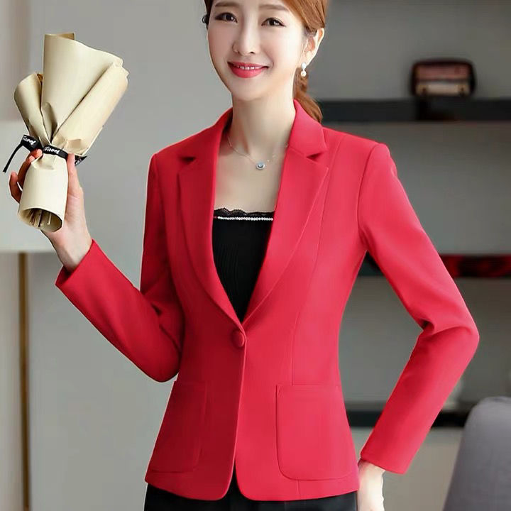 Small suit women  new white long-sleeved Korean version of mother's clothing large size women's decoration body suit suit jacket women