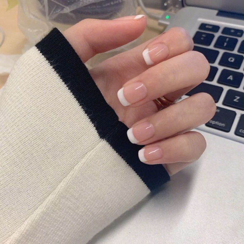 指甲贴果冻胶贴穿戴甲磨砂白色高质量短款纯色美甲成品假指甲贴片