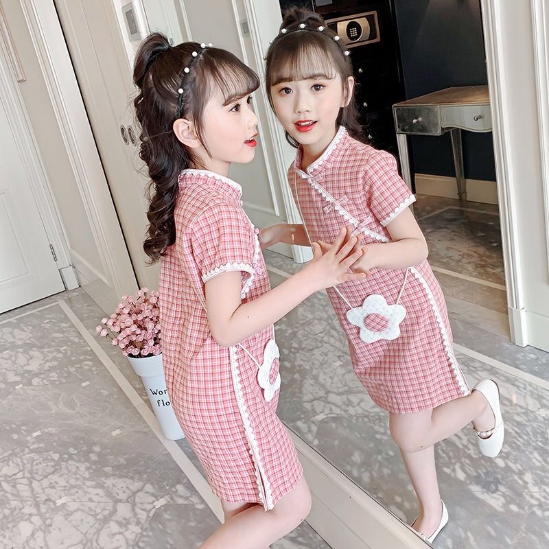 女童夏裝漢服裙子童裝旗袍女孩公主裙洋氣2023新款兒童連衣裙夏季