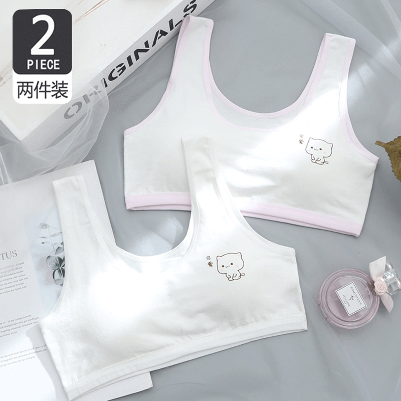 Cotton girl underwear female students Korean version of junior high school students thin section big breasts show small development high school students bra vest