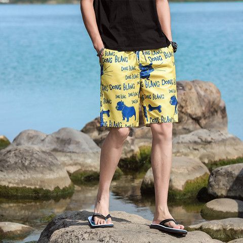 Men's handsome shorts men's cropped pants quick dry big shorts summer beach pants men's loose casual shorts men's large