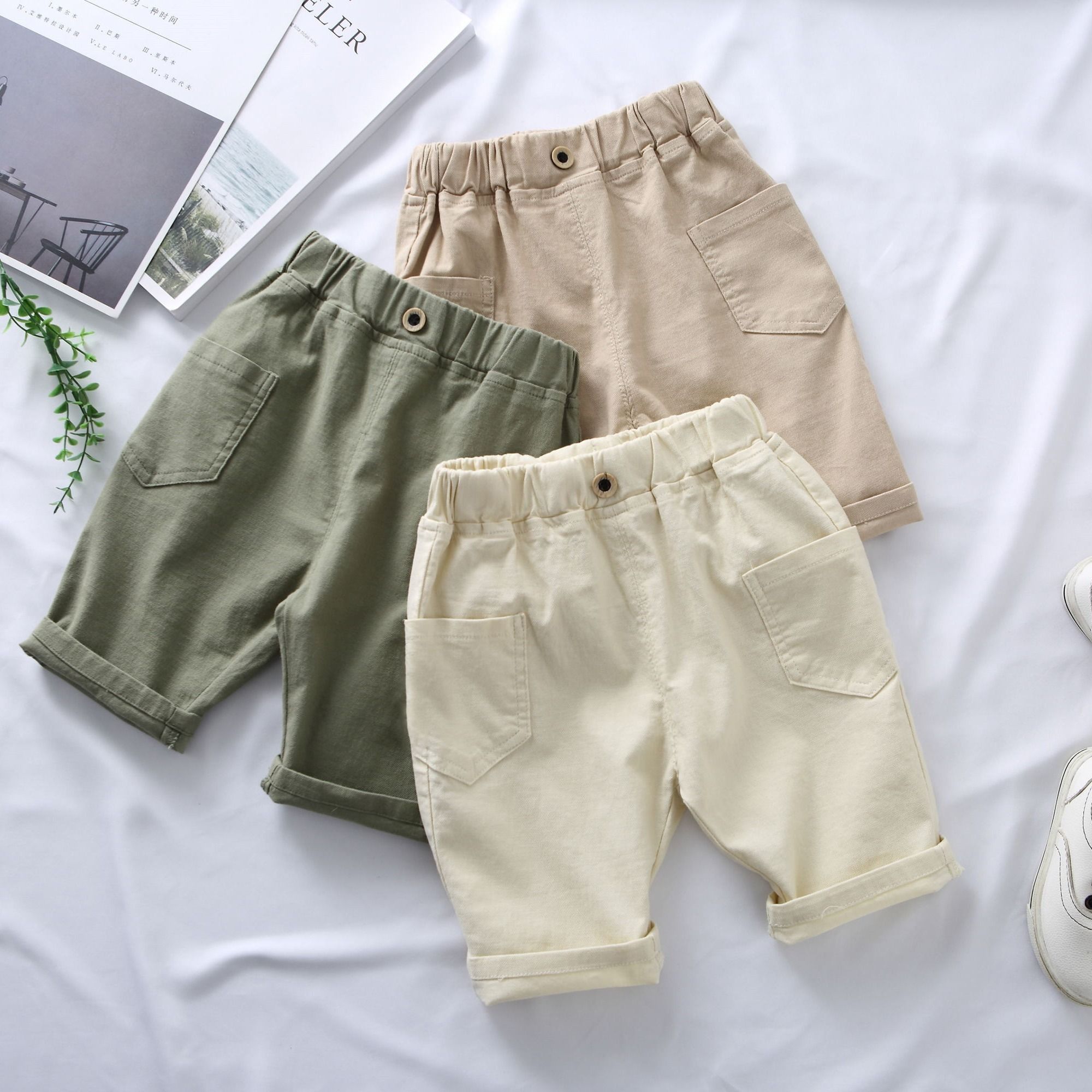 Boy's shorts summer wear thin loose fashion children's Capris children's summer pants baby Korean style overalls