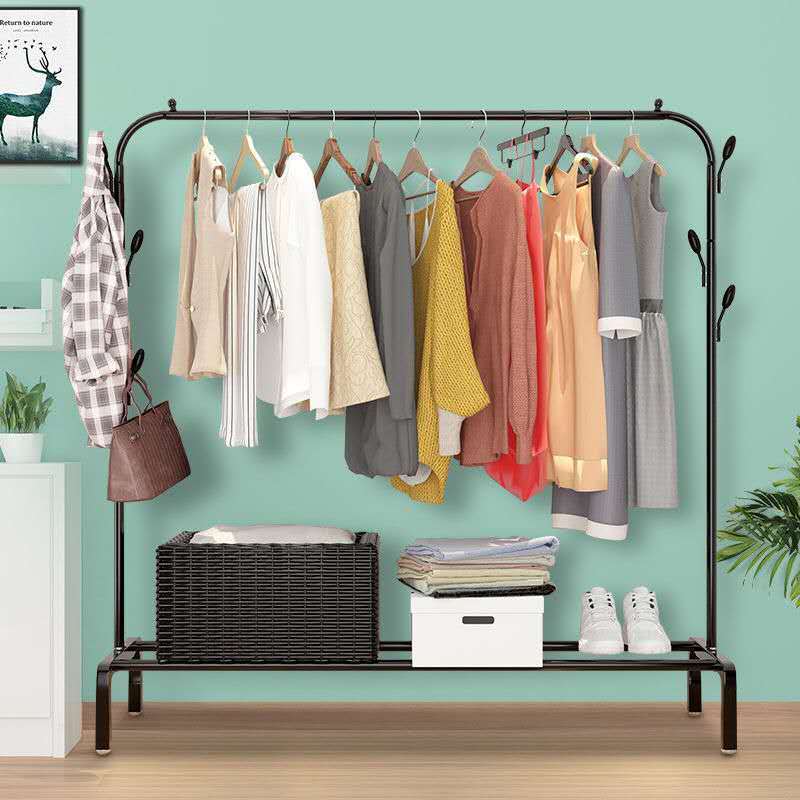 落地晾衣架卧室阳台挂衣架简易衣帽架室内挂衣服家用晾衣杆挂衣杆