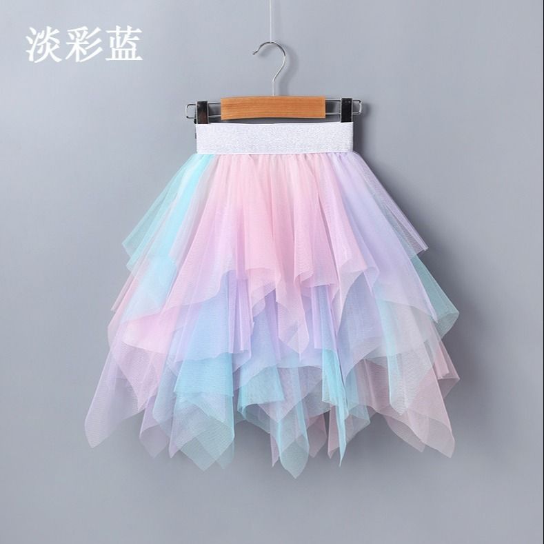 Girl's skirt four seasons foreign style children's cake gauze skirt fluffy skirt princess skirt irregular mesh skirt parent-child dress