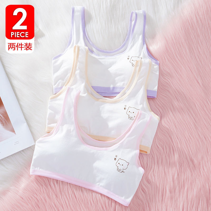 Cotton girl underwear female students Korean version of junior high school students thin section big breasts show small development high school students bra vest