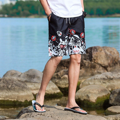 Men's handsome shorts men's cropped pants quick dry big shorts summer beach pants men's loose casual shorts men's large