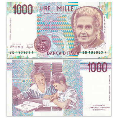 意大利1000/5000里拉纸币 1985-90年 随机签名 保真 全新品相