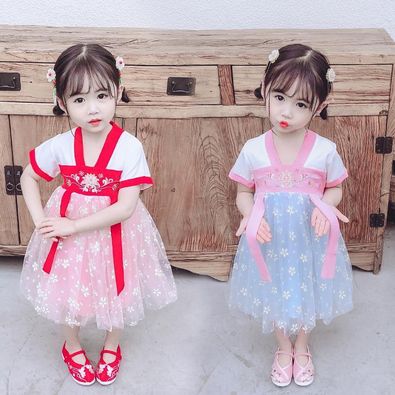 Girls' Hanfu, girls' baby, summer dress, children's ancient costume, super fairy dress, children's Chinese style Tang suit, Ru skirt, 3 years old