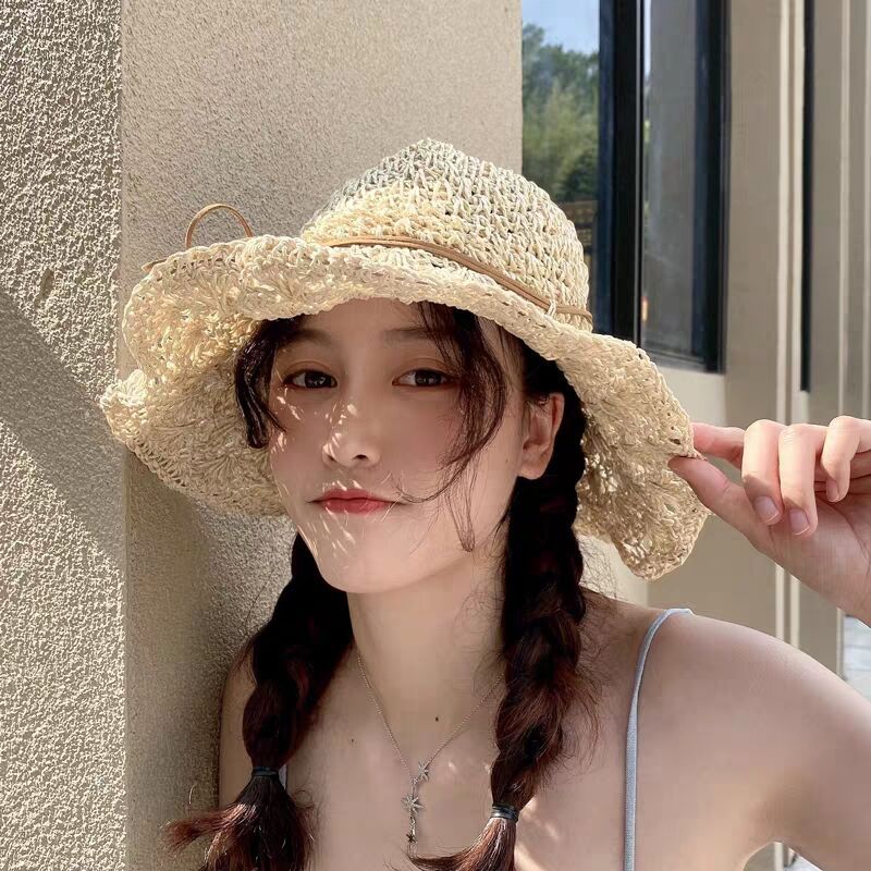 Straw hat female summer sun hat play Beach Hat Korean Trend versatile UV hat