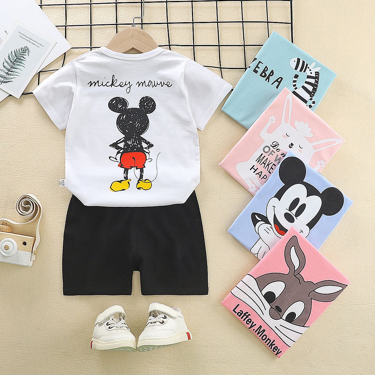 Children's short sleeve suit pure cotton baby T-shirt boys summer children's shorts baby clothes vest summer wear