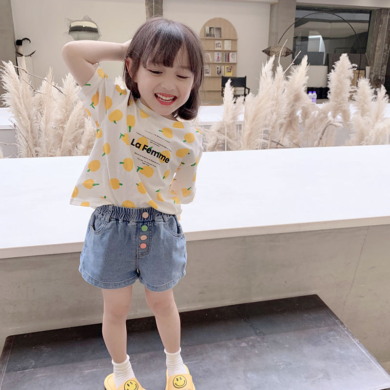 Girls' denim shorts wear thin style foreign style 2020 new children's clothes baby loose suit pants in summer