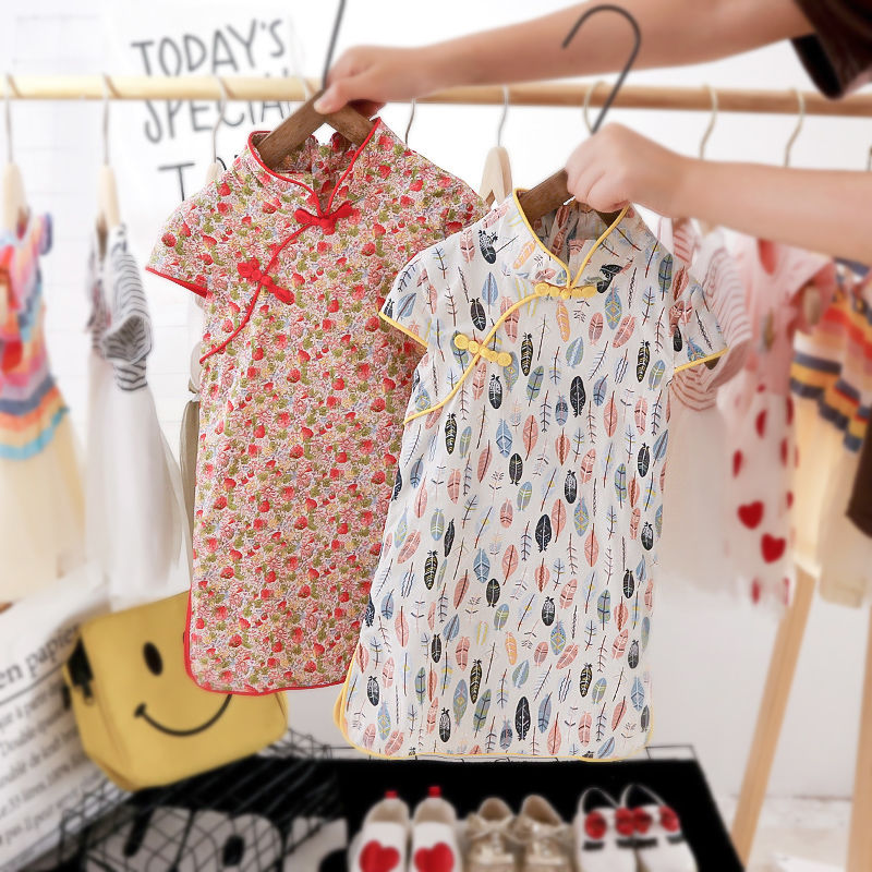 Girls' cheongsam children's summer retro Hanfu baby girl's Tang suit little girl's summer dress Chinese style summer girl