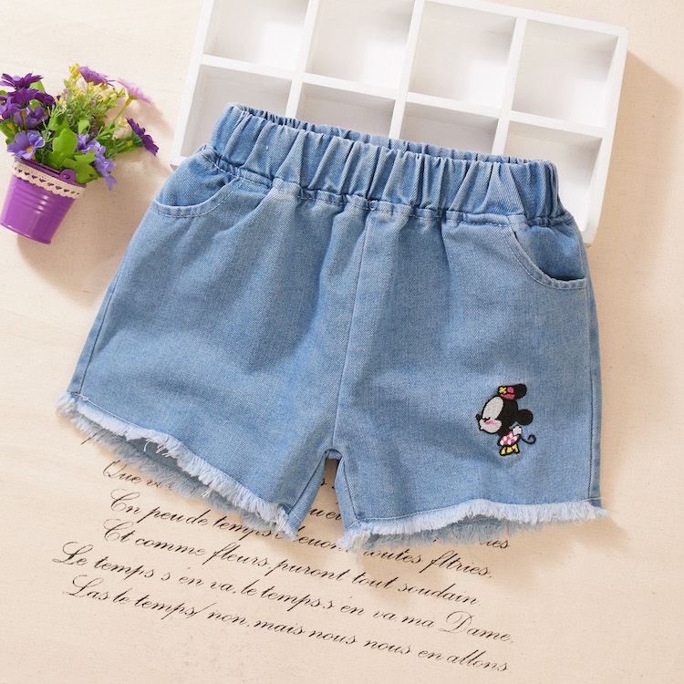 Girls' denim shorts middle school children's Embroidered Floral shorts children's shorts primary school children's summer shorts for baby