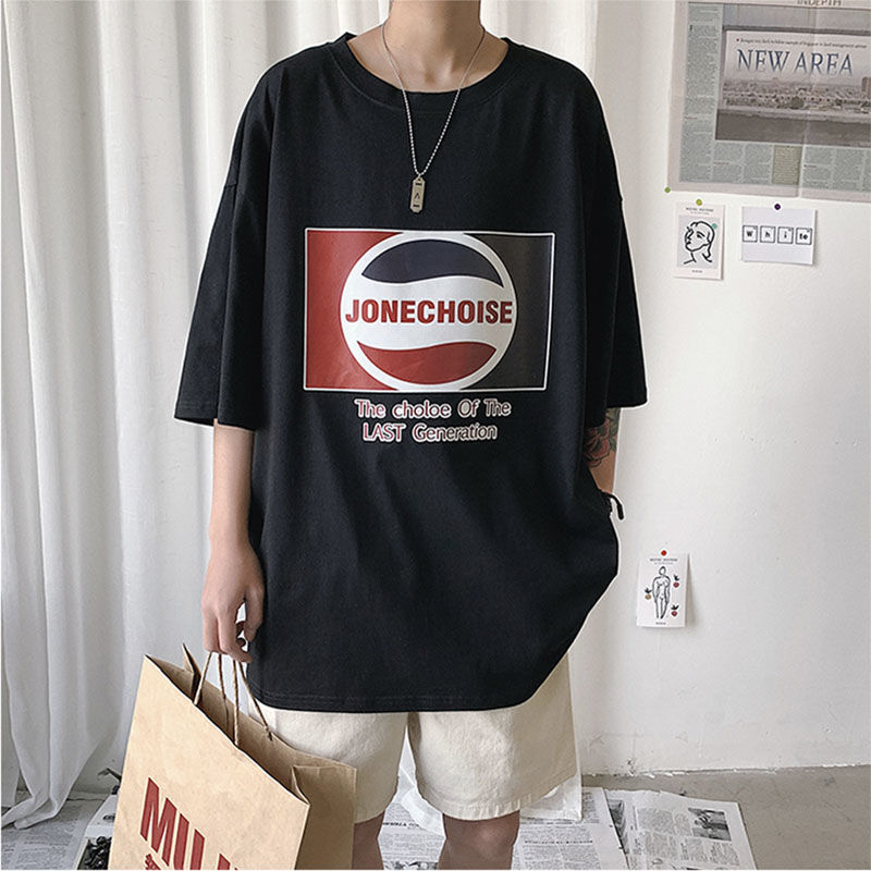 100% cotton short-sleeved t-shirt men and women loose student trend Korean version of the wild large size ins youth half-sleeved T-shirt