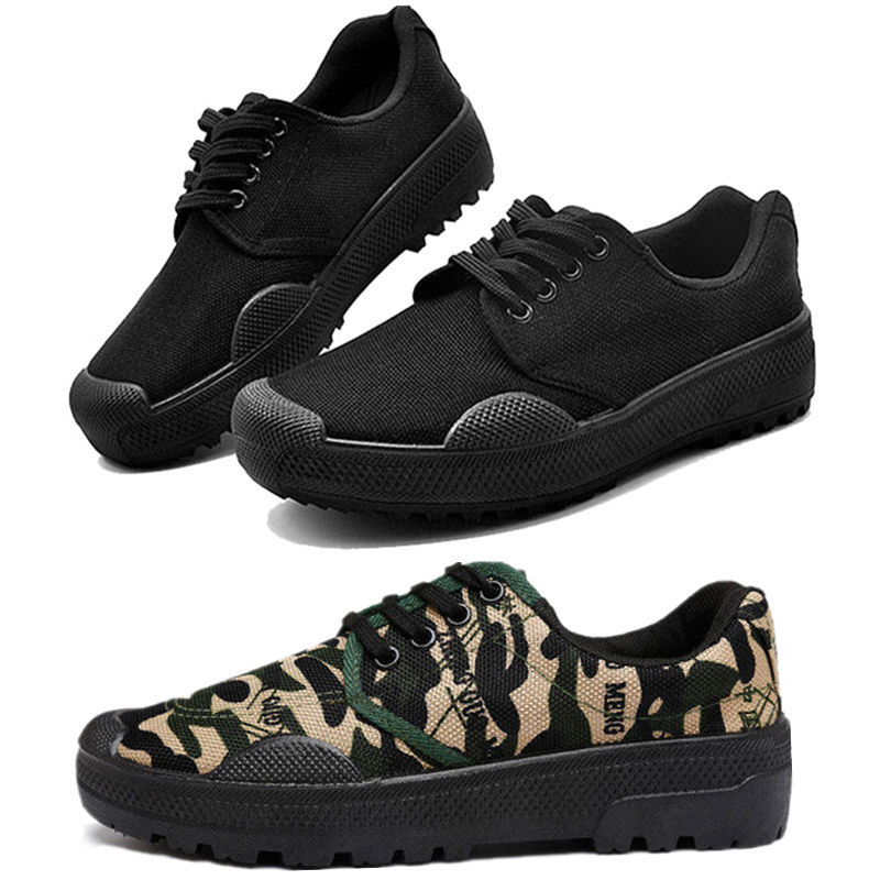 Jiefang shoes men's wear resistant, anti slip and breathable Camouflage Military Training canvas shoes for training, labor protection, Dad's driving shoes