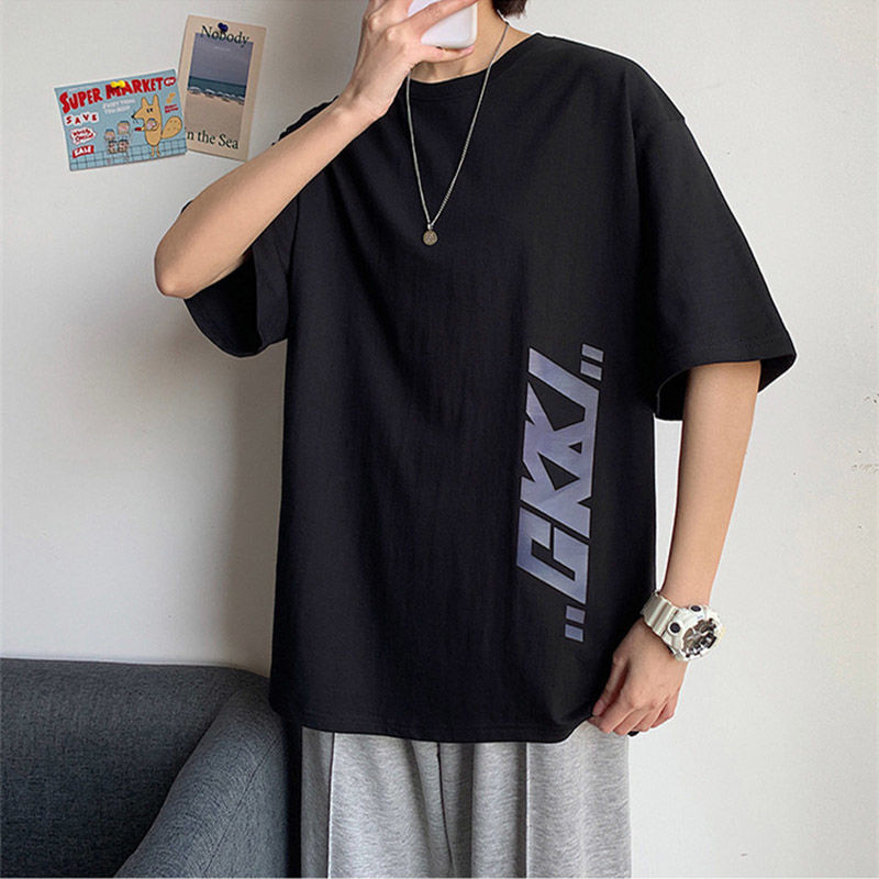 100% cotton short-sleeved t-shirt men and women loose student trend Korean version of the wild large size ins youth half-sleeved T-shirt