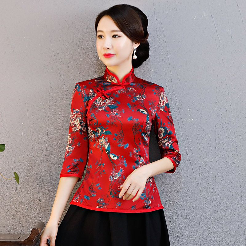 复古改良旗袍长袖国风唐装短款上衣