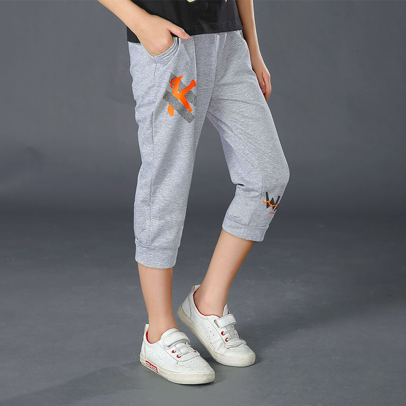 Pure cotton boys' trousers summer middle school children's casual thin loose 5 / 7 pants children's shorts sports Leggings