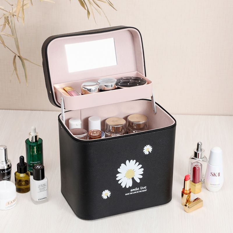 化妆包便携韩版学生化妆品箱手提大容量收纳盒桌面多功能网红雏菊