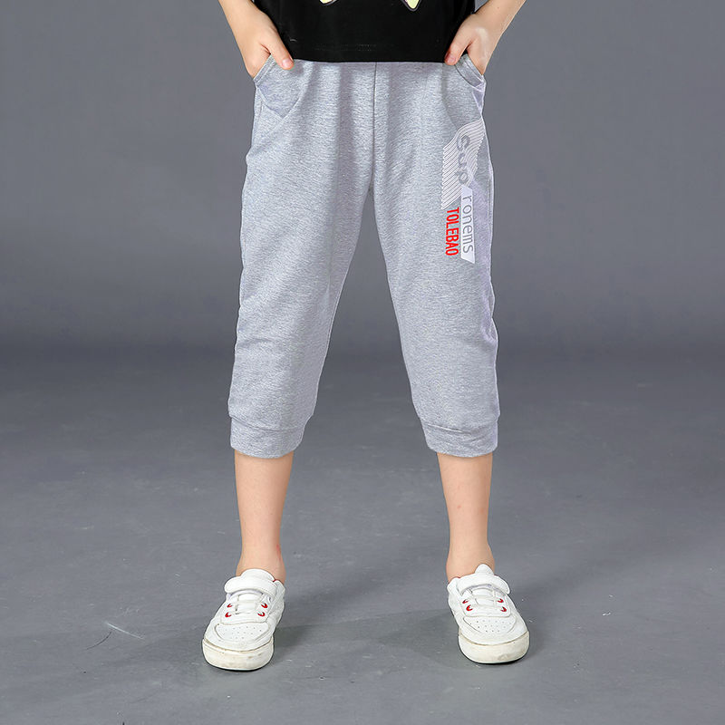 Pure cotton boys' trousers summer middle school children's casual thin loose 5 / 7 pants children's shorts sports Leggings