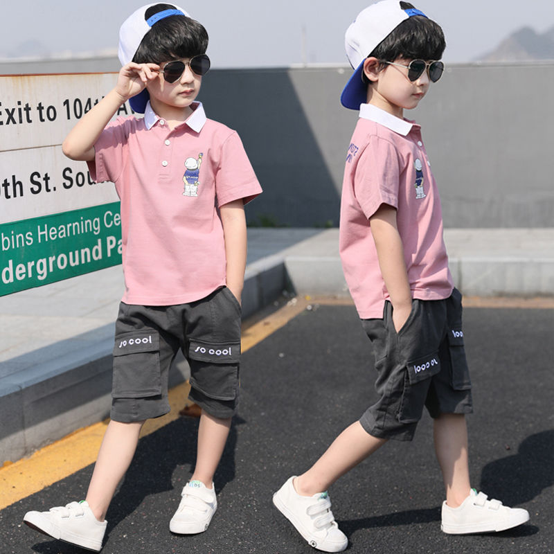 Children's summer suit boys' summer suit Korean version handsome fashion 2020 summer new Zhongda children's short sleeve T-shirt shorts