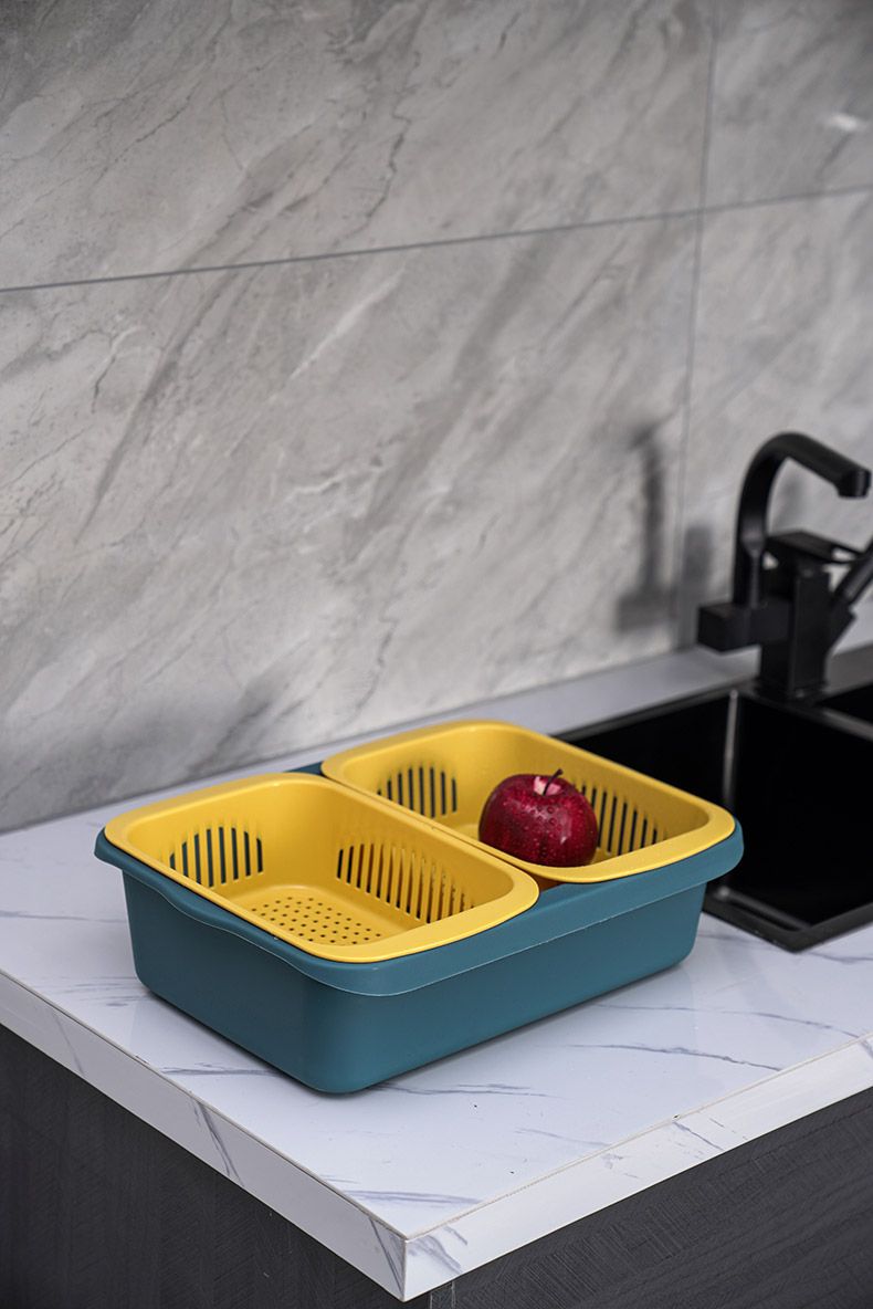 厨房双层多功能沥水篮洗菜盆水果盘碗筷沥水收纳盒水槽沥水架篮子