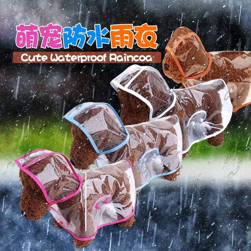 Dog raincoat pet supplies clothing large dog transparent raincoat Teddy medium small dog bixiong spring summer cat