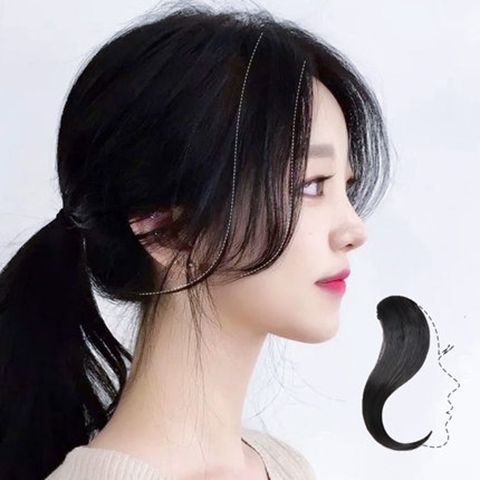 新网红八字刘海假发片圆脸无痕中分法式假刘海女自然隐形发际线贴