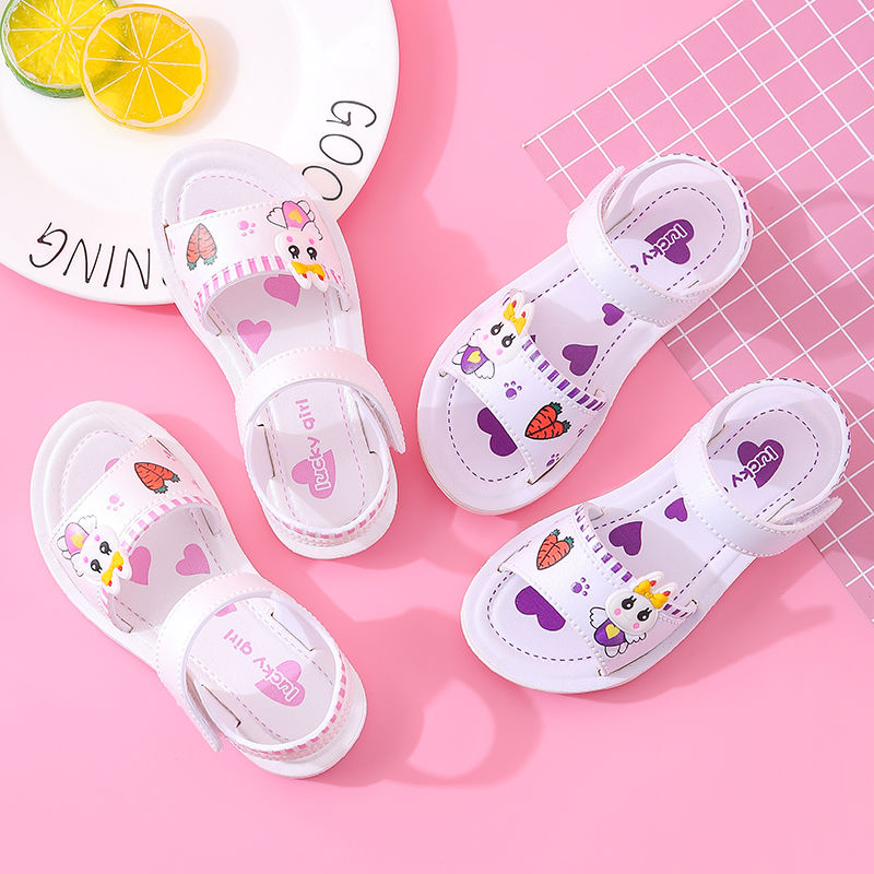 Summer new girl's sandals fashion soft bottom antiskid girl princess shoes cute little rabbit sandals