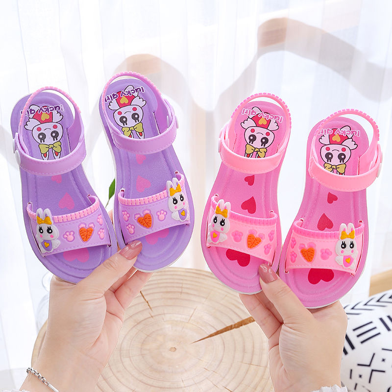 Summer new girl's sandals fashion soft bottom antiskid girl princess shoes cute little rabbit sandals