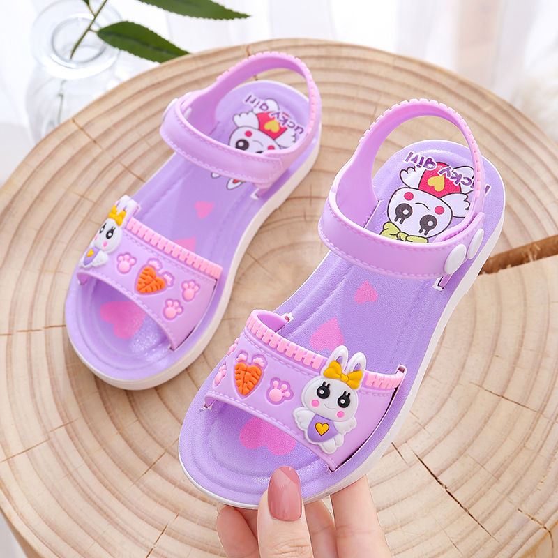 Summer new girl's sandals fashion soft bottom antiskid girl princess shoes cute little rabbit sandals